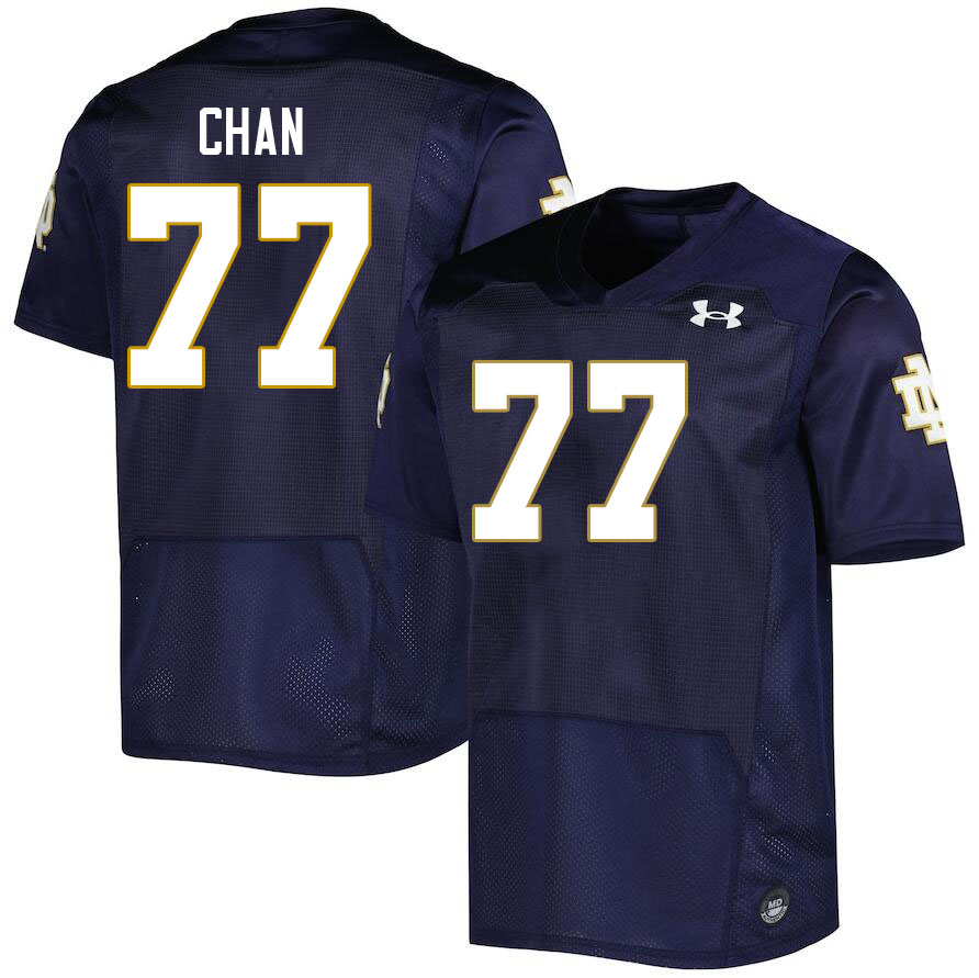 Men #77 Ty Chan Notre Dame Fighting Irish College Football Jerseys Stitched-Navy - Click Image to Close